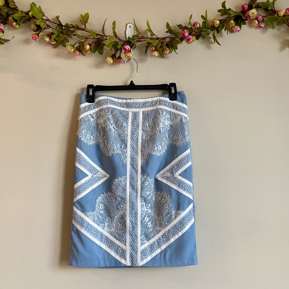 Endless Rose blue lace pencil skirt faux leather - Picture 6 of 11